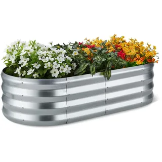 Amazon Basics Hochbeet, Verzinkter Stahl, 121,9cm x 61cm x 30,5cm, 1 Pack, Silber