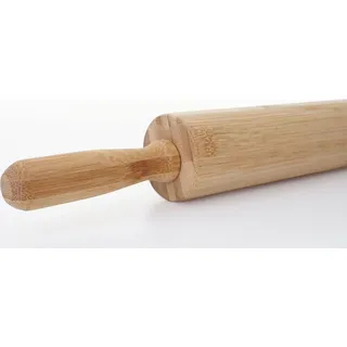 Teigrolle HWC-B71, Nudelholz Wellholz Ausroller Rollholz Teigwalze Teigausroller Holzroller Holzwalze, Bambus 44x5cm - Braun