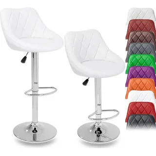 TRESKO 2er Set Barhocker Barstuhl 360° Frei Drehbar Sitzhöhenverstellung 60-80cm - Weiß