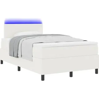 LED Boxspringbett Creme und Weiß 120 x 200 cm Cordstoff - Creme