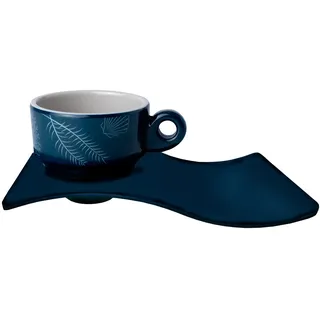 Espresso Tasse mit Unterteller, Melamin, navy weiss - Serie Living einzeln - Weiß