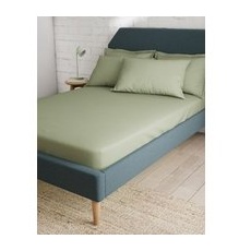 M&S Collection Cotton Rich Deep Fitted Sheet - Soft Green, Soft Green - DBL