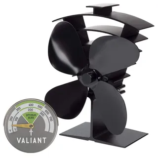 valiant fun Valiant Premium Iv Ofenventilator Und Magnetthermometer, Schwarz, Set | Ofenventilator Und Magnetisches Thermometer Im Set, Wärmebetrieben, Farbe Schwarz, Für Holzofen Und Kamin