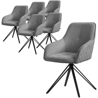 ML-Design Drehstuhl Webstoff grau 6er Set