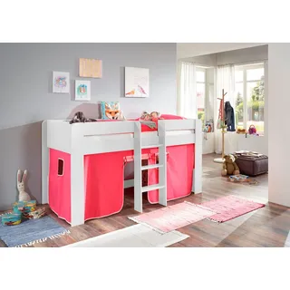 Relita Hochbett »Andi« mit Rolllattenrost und Vorhang, mit Leiter, pflegel. Dekor Oberfläche, pink