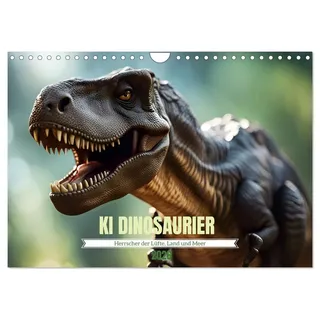 Calvendo Dinosaurier - Herrscher der Lüfte, Land und Meer Wandkalender 2026 DIN A4 quer