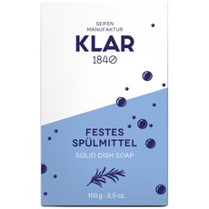 Klar Seifen Festes Spülmittel, 100g, mit Natron, mit Rosmarinduft, sehr langlebig, stark gegen Verschmutzungen, 11492