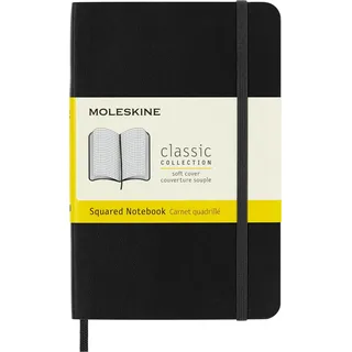 Moleskine Classic Notebook, Notizbuch Mit Karierten Seiten, Softcover Mit Gummiband, Farbe Schwarz, Pocket 9 x 14 cm, 192 Seiten