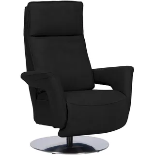 Valdera Relaxsessel , Schwarz , Metall , Echtleder , Semi-Anilinleder , 83x112x87-174 cm , Goldenes M , Fußauswahl, Lederauswahl, Stoffauswahl, Relaxfunktion, Liegefunktion , Wohnzimmer, Sessel, Ledersessel