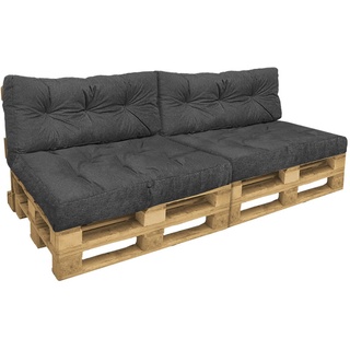 VOUNOT Palettenkissen 4er Set für Indoor und Outdoor, Palettenpolster Wasserdicht Palettensofa, Sitzkissen 120x80, Rückenkissen 120x40, Grau