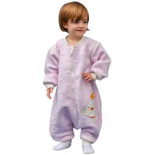 MIKAFEN Schläfsack Baby Langarm Winter kinderSchlafsack 2.0Tog,Hund Muster Baby Schlafsack mit Füßen Baumwolle Junge Mädchen Unisex ganzjahres Schlafanzug, Rosa Welpe,80/Baby Höhe 85-95cm