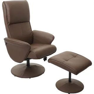 Relaxsessel Helsinki, Fernsehsessel Relaxliege TV-Sessel mit Hocker Kunstleder, taupe - Braun