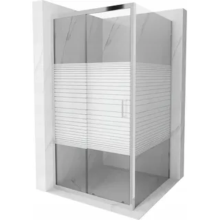 Mexen Apia ausziehbare Duschabtrennung 90 x 90 cm, Gestreift, Chrom - 840-090-090-01-20 - Silber