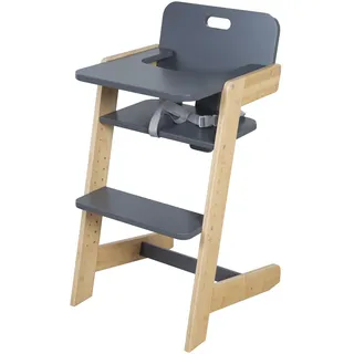 roba Babyhochstuhl Nature Up - Hochstuhl aus Bambus Holz - Mitwachsend mit abnehmbarem Essbrett - 3-Punkt-Gurt - Bis 70 kg belastbar - Natur/Anthrazit