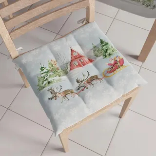 PETTI Artigiani Italiani – Weihnachts-Küchenstuhlkissen, 6er-Set, weihnachtliche Stuhlhussen aus Mikrofaser mit Bändern, 100% Made in Italy