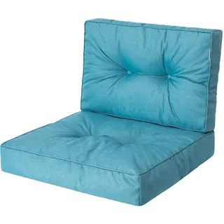 Bjird Sesselkissen, Kissen für Rattanmöbel, Sitzkissen & Rückenkissen, Sitzkissen für Sessel / Stühle - Indoor & Outdoor - Anti-Rutsch - 50x50, 50x39 cm, Blau - Blau