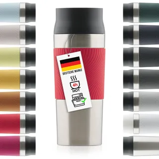 Blumtal Thermobecher 350 ml - Kaffeebecher to go aus Edelstahl - auslaufsicherer Isolierbecher kalt/heiß - Mug mit 360° Trinköffnung - Thermosbecher mit Quick-Press-Verschluss - Coffee Mug - Rot