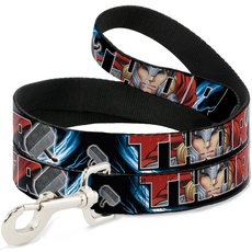 Buckle-Down breit 3,8 cm Marvel Avengers Thor Posen/Hammer Hund Leine, 4 '