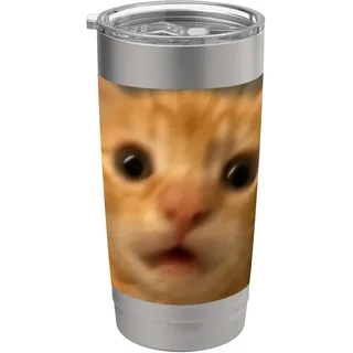 Lustiges überraschtes orangefarbenes Kätzchen-Foto-Meme Doppelwandiger Edelstahl-Thermobecher