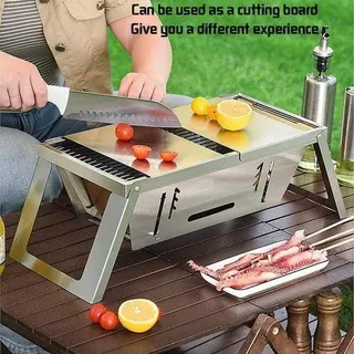 Kompakte Holzkohle-Grill-Anlage für 3-6 Personen, ideal für Camping und Picknick