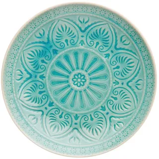 Butlers Teller Sumatra , Türkis , Keramik , 25x3x25 cm , Geschirr, Teller, Speiseteller