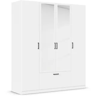Rauch Möbel BARI Drehtürenschrank Kleiderschrank Weiß, 1 Schublade, mit Spiegel, 181x210x54cm