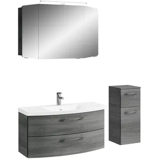 Pelipal Badezimmer , Graphitfarben , Metall , 4-teilig , 7 Fächer , insgesamt: 3,2 Schubladen , 131 cm , Made in Germany , hängend, Typenvielfalt , Badezimmer, Badmöbelsets & Badmöbelserien, Badmöbel-Sets