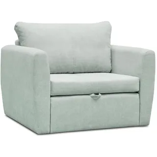 Schlafsessel LUNA, Mint, Loungesessel mit Bettfunktion, Bettkasten, Veloursstoff - Grün