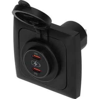 C-Line Presto Inprojal CBE doppel USB-C Steckdose 12/24 Volt + Rahmen Wohnmobil Wohnwagen 36W schwarz - Schwarz