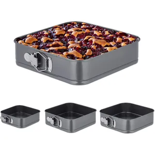 Relaxdays Springform 4er Set quadratisch 15, 18, 22, 26 cm
