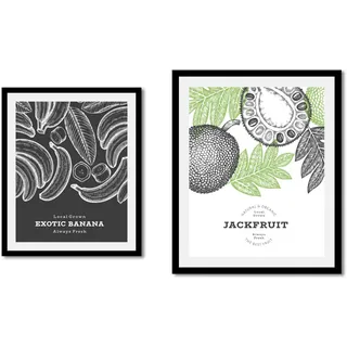 Bild QUEENCE "Set Gloria", grün (farbe rahmen: schwarz, farbe bild(er): grün, schwarz), B:30cm H:40cm, Acrylglas, Holz, Papier, Bilder, Bild, gerahmt