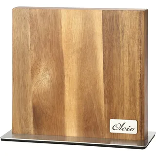 OLEIO Messerblock | Doppelter Magnet aus massivem Akazienholz | Aufbewahrung für bis zu 8 Küchenmesser | Exklusives Design und fester Halt