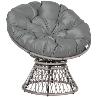 Outsunny Papasansessel Korbsessel 87 x 97 x 86 cm schwarz/grau