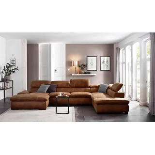 Home Affaire Wohnlandschaft »Alberto U-Form« mit Kopfteilverstellung, wahlweise mit Bettfunktion, braun