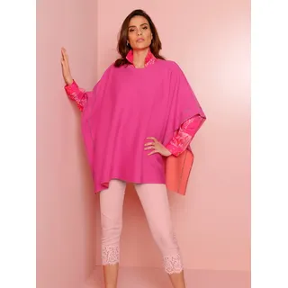 Poncho CREATION L PREMIUM, Damen, Gr. 40/42, rosa (fuchsia, koralle), 90% Schurwolle, 10% Polyamid, unifarben, Jacken Poncho