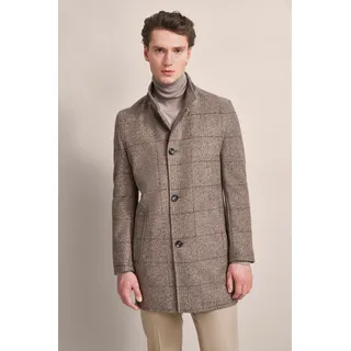 Kurzmantel BUGATTI, Herren, Gr. 25, beige, 49% Polyester, 21% Polyacryl, 18% Wolle, 12% Baumwolle, kariert, slim fit, normaler Saum, Mäntel Kurzmantel, mit Karodessinierung