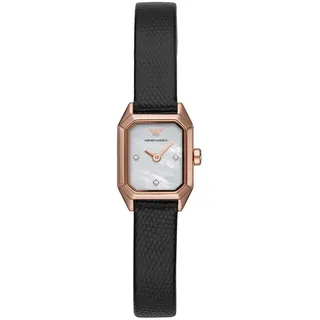 Emporio Armani Uhr für Damen , Zweizeiger Uhrwerk, weniger als 22mm Rosegold Edelstahlgehäuse mit einem Lederarmband, AR11248