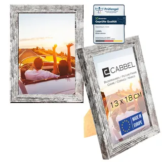 CABBEL Doppelpack (2er Set) Bilderrahmen 13x18 cm, Birke, stabiles MDF-Holz Rahmen, bruchsicherem Plexi-Glas, zum Aufhängen & Aufstellen, ideal für Fotos/Bilder/Collage