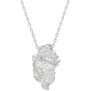NicoWerk Damen Silberkette gehämmert aus 925 Sterling Silber Rustikal Ausgefallen Eklatant Matt mit Struktur Glänzend Asymmetrisch SKE747