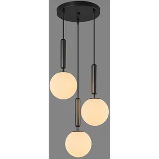 ZPBSJ Moderne Schwarze Pendelleuchte für Kücheninsel Mid Century Pendelleuchten mit Kugel milchig weißes Glas Pendelleuchte für Esszimmer Bad Eingang Schlafzimmer(3-Licht)