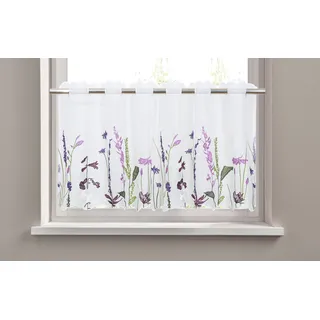 OTTO home Scheibengardine "Bille" Durchzuglöcher 1 Stk. tlg. transparent, mit einseitiger Stickerei, waschbar, Blumen, lila