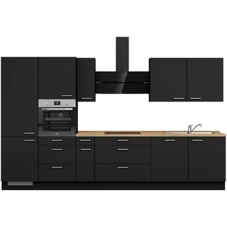Nobilia Küchenleerblock , Schwarz, Eichefarben , Metall , 7 Schubladen , nur wie online abgebildet bestellbar , 360 cm , Blauer Engel, Pefc, Goldenes M, Made in Germany, DGM-Klimapakt , seitenverkehrt erhältlich, vormontierter Korpus , Küchen, Küchenzeilen & Küchenblöcke, Küchenzeilen, Küchenzeilen ohne Geräte