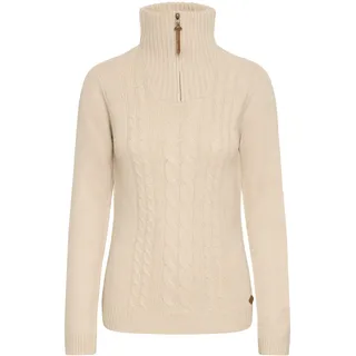 Strickfleece-Pullover OXMO "Strickpullover OXCarry", Damen, Gr. M, beige (cement melange), Obermaterial: 100% Polyacryl PAN., Pullover Strickfleece-Pullover