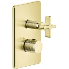 Gessi Inciso Dusche Fertigmontageset, für UP-Thermostat mit Absperrventil, ein Ausgang für UPK 09269, 58232, Farbe: Gold PVD