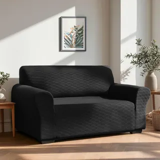 Deconovo Stretch Sofa Abdeckung waschbar Sofabezug dehnbar Sofaüberwurf Sesselbezug Sofahusse Super Elastisch für Wohnzimmer, 3-Sitzer, 185 * 83 * 89cm, Schwarz