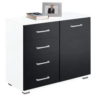 Priess Kombikommode 82 x 71 x 38 cm Schwarz/Weiß