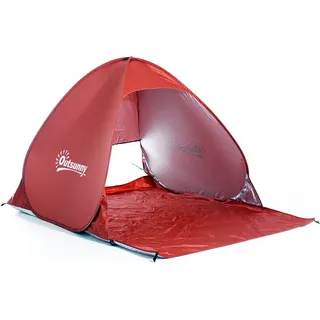 Outsunny Strandmuschel Strandzelt Wurfzelt Pop Up Zelt Campingzelt Automatisch, Polyester, Rot 150 x 200 x 115 cm - Rot