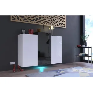 Furnitech K5 Modernes Wohnzimmer, Kommode, Schrank, Sideboard, Schlafzimmer, Esszimmer, Wohnzimmermöbel (LED weiß, K5-18HG-WB3)