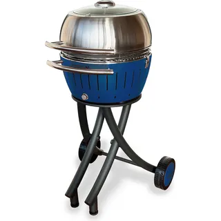 LotusGrill XL Gartengrill Set Tiefblau - Grillwagen mit Grillhaube XL aus Edelstahl - Blau