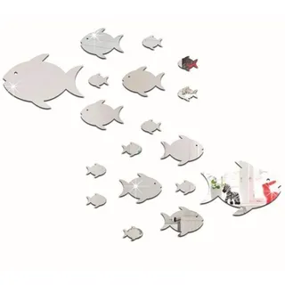 Fdit Spiegelaufkleber für die Wand, Selbstklebender Spiegel formt Kreative Acryl Thin Spiegel Aufkleber Tropische Fische unter dem Meer 3D Wandtattoo Home Decor für Kinder Schlafzimmer Leben(#8)
